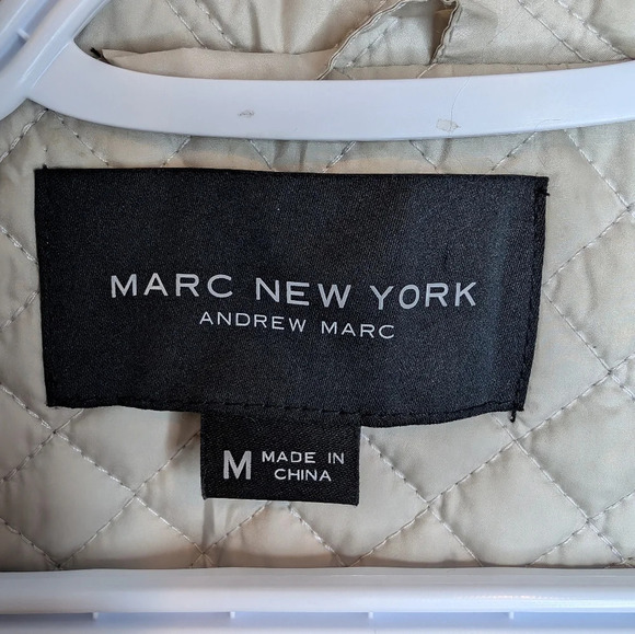 MARC New  York Cream Beige Quilted Zip Up Collared Vest Woman Medium - Picture 3 of 10